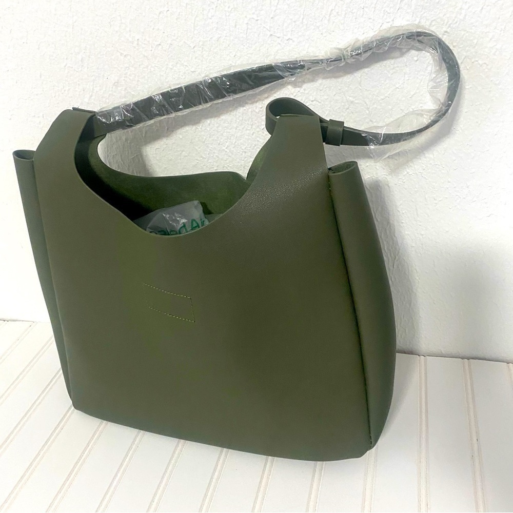 Neiman Marcus Olive Avocado Green Tote Shoulder Bag NWOT